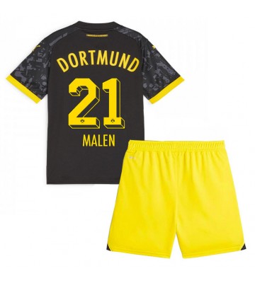Maillot de foot Borussia Dortmund Donyell Malen #21 Extérieur enfant 2023-24 Manches Courte (+ pantalon court)